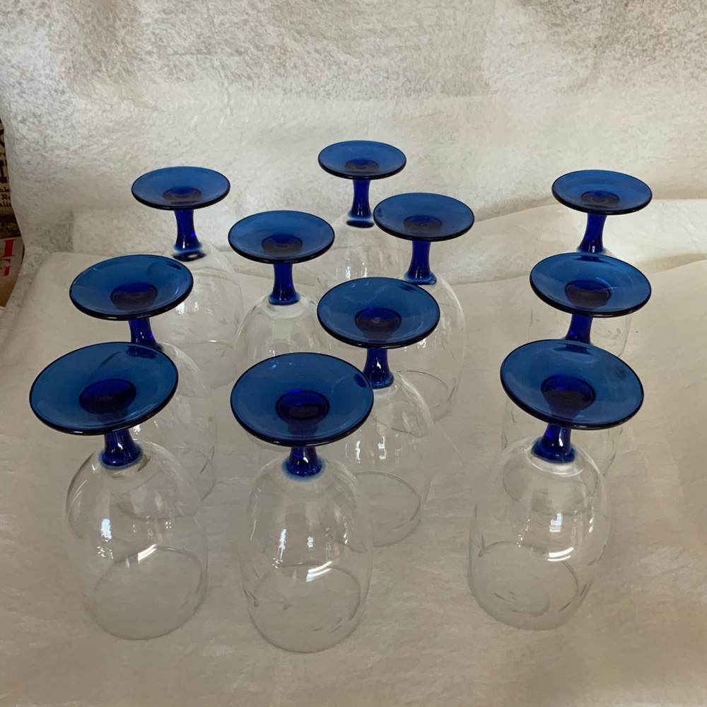 Princess House Heritage Cobalt Blue Iced Tea Stemmed Glass